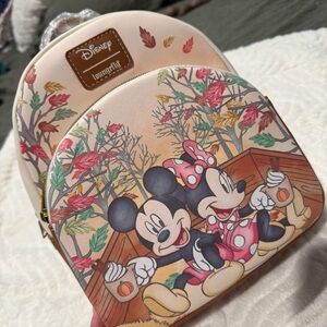 Disney Loungefly Mickey and Minnie Fall Pumpkin Spice Backpack